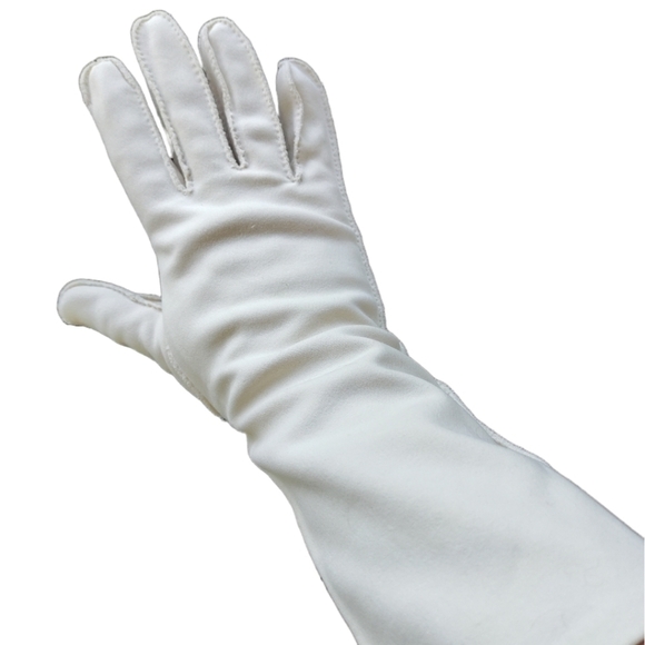GLOVES Vintage Long Cream Off-White Retro Formal Fancy Costume Cosplay Large - Picture 3 of 11